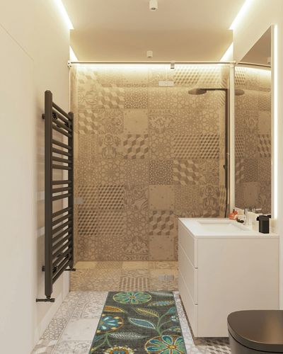 Maples Rugs Reggie Floral Runner Rug Non Skid Washable Hallway Entry Carpet [Made in USA], Multi, 1'8 x 4' in White Tiled Bathroom