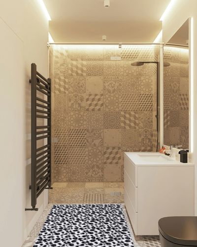 Fluffy Leopard Print Rug 3x5 Feet in White Tiled Bathroom