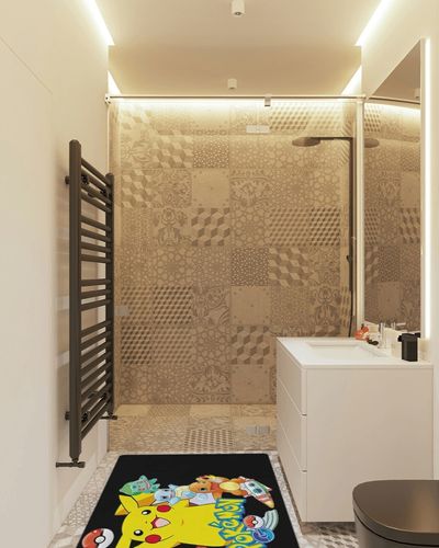 Cute Area Rugs,Large Carpet Non-Slip Washable Floor Rug, Stain Resistant Living Room Bedroom Area Rug,for Living Room Bedroom Backyard Dorm Home Decor 3ftX5ft in White Tiled Bathroom