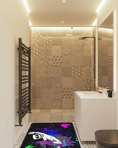 Sevchde Cartoon Rug - 60x39inch Cute Printed Area Rug, Kids Play Rugs Mats Decoration Non Slip Floor Mat for Living Room Bedroom Home Decor in White Tiled Bathroom