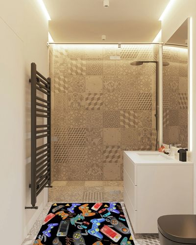 Video Game Rugs Carpets Gameing for Kids Teen Boy Room Bedroom, Colorful Gaming Floor Mats Area Rug for Living Room Gaming Chair Mat Hardwood, 59"*39" Area Rugs Carpet for Gamer Boys in White Tiled Bathroom