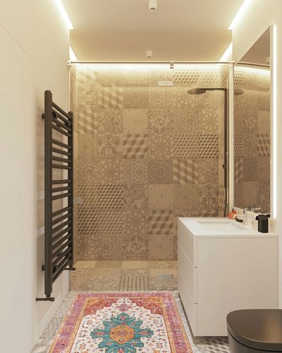 Moynesa Ultra-Thin Washable Vintage Area Rug - 3x5 Persian Girls Bedroom Non-Slip Non-Shedding Oriental Medallion Living Room Mat Indoor Carpet for Office Nursery Room, Pink/Teal/Multi in White Tiled Bathroom