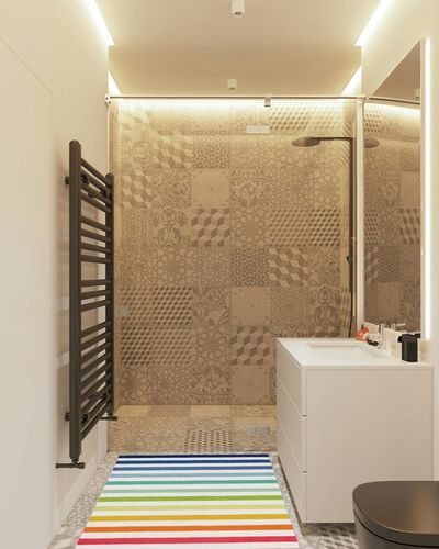 Gap Home Kids Striped Area Rug, Rainbow, 3'2"x4'6" in White Tiled Bathroom