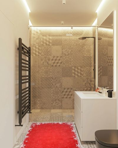 RUGSREAL Christmas Snowflake Area Rug Red Boho Area Rug Non-Slip Indoor Floor Carpet Washable Xmas Decorative Throw Rug Small Merry Christmas Rug for Bedroom Living Room Kitchen Nursery, Red 3' x 5' in White Tiled Bathroom