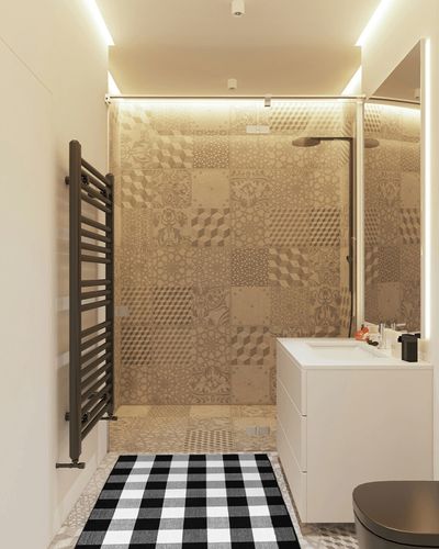 LILI REY Buffalo Plaid Outdoor Rug – [3x5] , Black and White, Checkered, Door mat For Front Porch in White Tiled Bathroom
