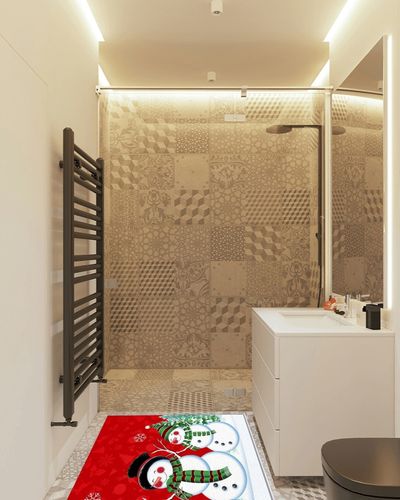 Area Rug 2x3 Feet, Xmas Tree Cardinals Winter Snowflake Christmas Snowman Rug, Rugs for Living Room Decor Bedroom Decor Kids Room, Non-Slip Living Room Rugs, Comrft Carpet Washable Rug in White Tiled Bathroom