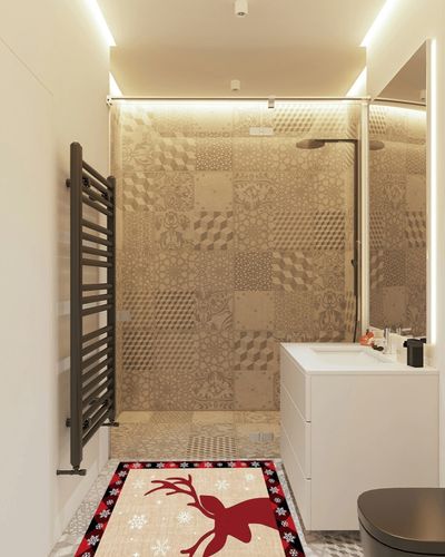 Area Rug, Christmas Reindeer Christmas Rug, 2x3 Feet Rugs for Living Room Bedroom Kids Room Kids Room Nursery Classroom, Non-Slip Comrft Carpet Washable Rug in White Tiled Bathroom