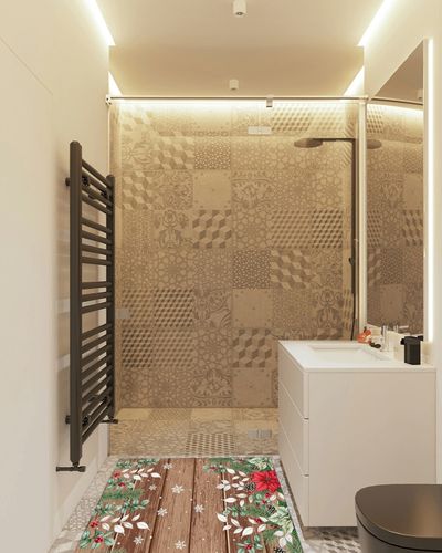 Area Rug, Winter Cardinals Eucalyptus Christmas Poinsettia Rug, 2x3 Feet Rugs for Living Room Bedroom Kids Room Kids Room Nursery Classroom, Non-Slip Comrft Carpet Washable Rug in White Tiled Bathroom