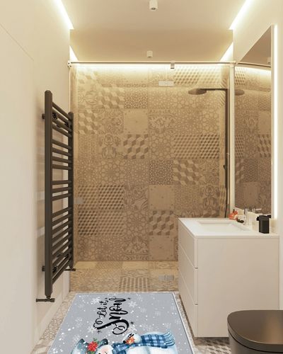 Area Rug 2x3 Feet, Christmas Snowman Let it Go Rug, Rugs for Living Room Decor Bedroom Decor Kids Room, Non-Slip Living Room Rugs, Comrft Carpet Washable Rug in White Tiled Bathroom