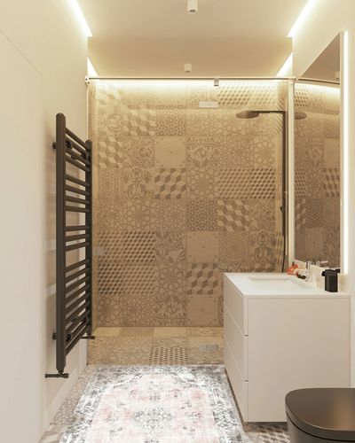 BRICHOEE Vintage Area Rug 3x5 Feet Light Pink Thin Entryway Mat for Kitchen Indoor Machine Washable Foldable Doormat Distressed Persian Boho Rug in White Tiled Bathroom