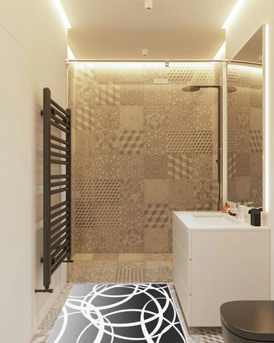 Large Area Rug, Gray Ombre Non-Slip Indoor Accent Area Carpet, Modern Grey White Geometric Abstract Art Fluffy Shaggy Runner Rug for Living Room, Bedroom, Kids Room, 2'7"x 5" in White Tiled Bathroom