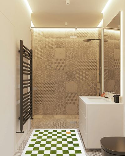 Wonnitar Modern Checkered Washable Rug 3x5,Checkerboard Green Bedroom Area Rug,Non-Slip Soft Moroccan Plaid Bathroom Throw Mat,Non-Shedding Floor Carpet for Kitchen Dining Table Dorm in White Tiled Bathroom