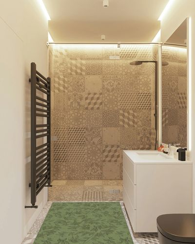 Brumlow MILLS Entwined Simple Floral Home Indoor Area Rug with Colorful Print Pattern, Perfect for Living Room Decor, Dining Carpet, Bedroom Mat, Entryway or Kitchen Rug, 3'4" x 5', Green in White Tiled Bathroom