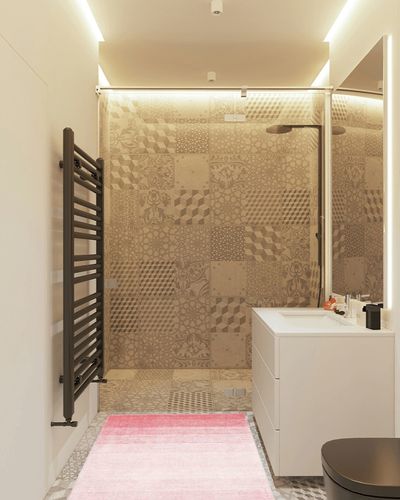 Wonnitar Washable 3x5 Area Rug,Pink Rugs for Girls Bedroom,Contemporary Ombre Nursery Soft Mat for Baby Girl,Modern Non-Skid Faux Wool Indoor Carpet for Bathroom Dorm Bedside in White Tiled Bathroom