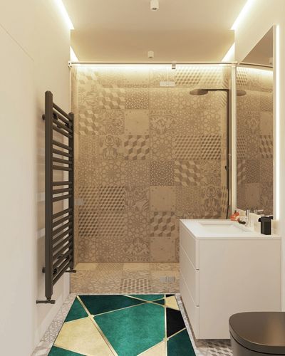 CALLNA Emerald Green Marble Irregular Texture Area Rug, Abstract Black Gold Geometric Lines Machine Washable Indoor Rugs, Indoor Non-Slip Rug, for Room Sofa Living Room Mat Bedroom Home Decor-3' x 5' in White Tiled Bathroom