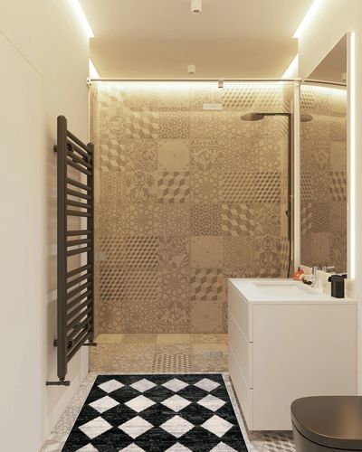 Lahome Moroccan Trellis Area Rug - 3x5 Washable Black Entry Rug Non Slip Living Room Mat, Distressed Lattice Soft Stain Resistance Indoor Throw Carpet for Front Door Foyer Bedroom Bathroom in White Tiled Bathroom