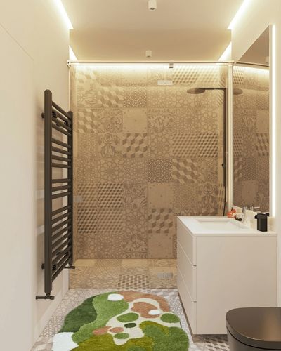 KOYPEM Moss Rug 3D Stereo for Living Room Green Carpet Bedroom Bedside Floor Mat Anti-Slip Modern Shaggy Rugs Home Decor 32x64 in in White Tiled Bathroom