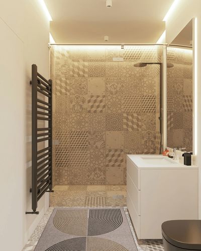 Lahome Modern Rainbow Easy Jute Rug, 3x5 Kitchen Rugs Washable Rugs for Entryway Farmhouse Area Rug, Non Slip Indoor Door Mat Contemporary Throw Rug for Laundry Guestroom Room Patio Decor in White Tiled Bathroom