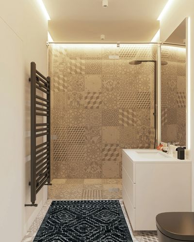 Wonnitar Moroccan 3x5 Rug,Black Washable Small Rug for Bedroom,Non-Slip Geometric Tribal Entry Throw Mat,Bohemian Farmhouse Rustic Soft Low Pile Area Rug for Bathroom Dining Guest Room in White Tiled Bathroom