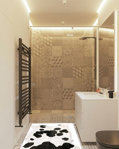 Small Cowhide Black and White Cow Hide Rug Natural Black White Cow Skin Leather Area Hair On 5 X 3 in White Tiled Bathroom