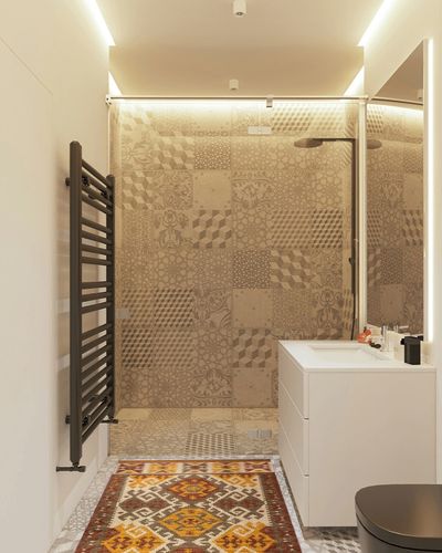 Fab Habitat Boho Kilim Area Rug - Monticello Multi - Handwoven, Natural Fiber, Soft Underfoot - Natural Wool - Living Room, Dining Room, Bedroom - 3x5 ft in White Tiled Bathroom