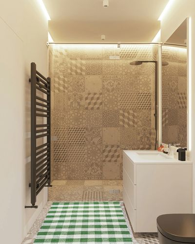 GLAMBURG Cotton Reversible Area Rug 3' x 5' Farmhouse Floor Mat, Handwoven Washable Carpet Checkered Plaid Rug for Front Porch Living Room Kitchen Bedroom - Green White in White Tiled Bathroom