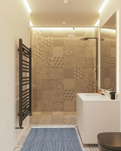 Lahome Boho Bedroom Rug, 3x5 Kitchen Rug Lightweight Rugs for Entryway Living Room Woven Washable Area Rug with Tassels, Farmhouse Navy Blue Throw Rug Non-Shedding Floor Carpet for in White Tiled Bathroom