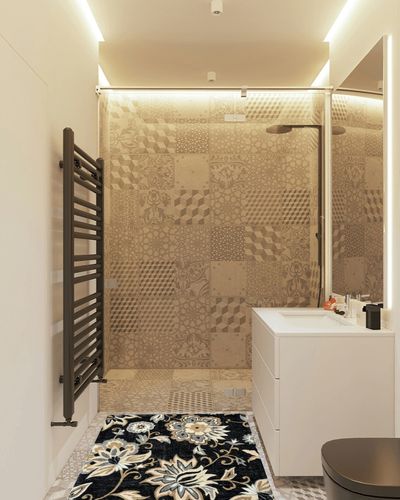 Lahome Floral Washable Living Room Area Rug - 3x5 Non-Slip Low-Pile Rugs for Entryway, Throw Small Stain Resistant Kitchen Rugs Soft Black Paisley Print Carpet for Office Bedroom Laundry Room Office in White Tiled Bathroom