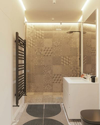 Lahome Modern Rainbow Easy Jute Rug, 3x5 Patio Rugs Washable Rugs for Entryway Farmhouse Black Area Rug, Non Slip Indoor Door Mat Contemporary Outdoor Porch Rug for Laundry Guestroom Room Decor in White Tiled Bathroom