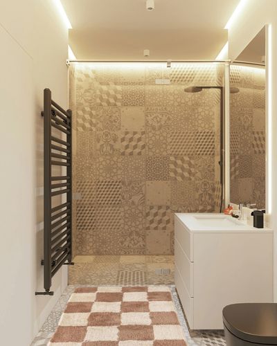 Beyond Deco Checkered Fluffy Rug - 31'' L X 59'' W Handmade Tufted Rug - Non-Slip Area Rug and Mat for Kitchen, Bathroom, Living Room, Outdoor and Home Decor - Durable in White Tiled Bathroom