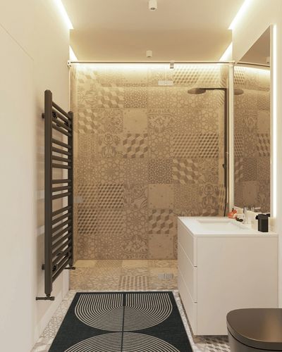 Lahome Modern Rainbow Easy Jute Rug, 3x5 Patio Rugs Washable Rugs for Entryway Farmhouse Black Area Rug, Non Slip Indoor Door Mat Contemporary Outdoor Porch Rug for Laundry Guestroom Room Decor in White Tiled Bathroom