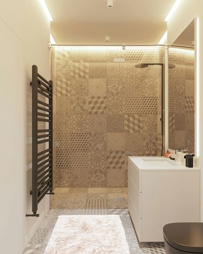 2'6" x 4' Ivory in White Tiled Bathroom