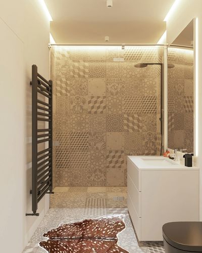 Huichenxing2021FURSTORE Faux Fur Deer Hide Rug, Animal Deer Skin Cowhide Area Rug Animals Mat Non-Slip Deer Rug for Home Living Room Bedroom 35.4x41.3inch in White Tiled Bathroom