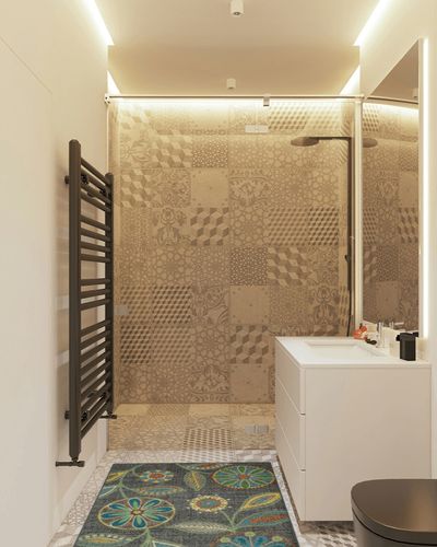 Maples Rugs Reggie Floral Kitchen Rugs Non Skid Accent Area Carpet [Made in USA], Multi, 2'6 x 3'10 in White Tiled Bathroom