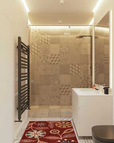 Maples Rugs Reggie Floral Kitchen Rugs Non Skid Accent Area Carpet [Made in USA], 2'6 x 3'10, Merlot in White Tiled Bathroom