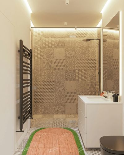 Chouhan Rugs Natural Jute Green Bordered Rug Bohemian Rug Decor Rug Handwoven Rug Custom Rug Decorative Rug in White Tiled Bathroom