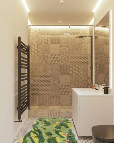 AHAFONE Moss Rug 3D Stereo for Living Room Mountains River Flowers Grass Moss Rug for Bedroom Aesthetic Décor Anti-Slip Modern Rugs in White Tiled Bathroom