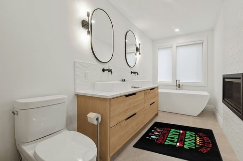 LIICHEES Be Nice to The School Counselor Santa is Watching Christmas Area Rug 63x48in Washable Rugs for Living Room Bedroom Large Rug Indoor Decorative Carpet Yoga Mat in Scandinavian Neutral bathroom