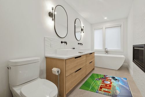 Jay Franco Disney Mickey Mouse Strike, Curve, Goal Kids Room Rug - Large Area Rug Measures 4 x 5 Feet (Offical Disney Product) in Scandinavian Neutral bathroom