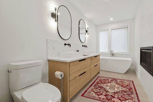 Deneen Farmhouse Traditional Red Area Rug Bungalow Rose Rug Size: Rectangle 4' x 6' in Scandinavian Neutral bathroom