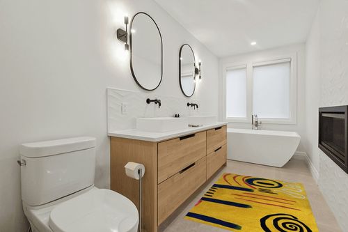 Hand-Made Hand-Tufted Yellow Modern Area Rug for Living Room Kids Room - 4' x 6' in Scandinavian Neutral bathroom