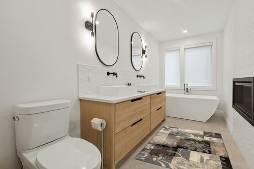 SUPERIOR Indoor Area Rug, Jute Backed, Perfect for Hallway, Entryway, Office, Living/Dining Room, Bedroom, Kitchen, Floor, Modern Floral Patchwork Decor, Pastiche Collection - 4ft x 6ft , Beige in Scandinavian Neutral bathroom