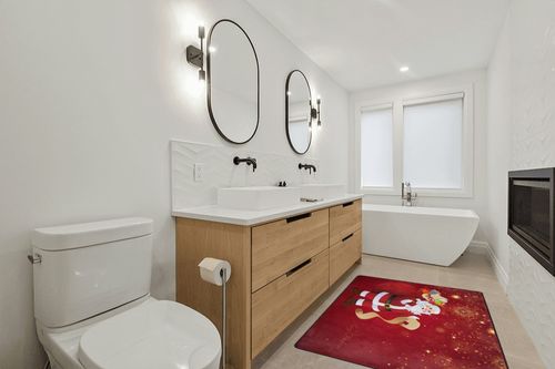 ALAZA Christmas Santa Claus with Gift Red Firework Area Rug for Living Room Bedroom 6'x4' in Scandinavian Neutral bathroom