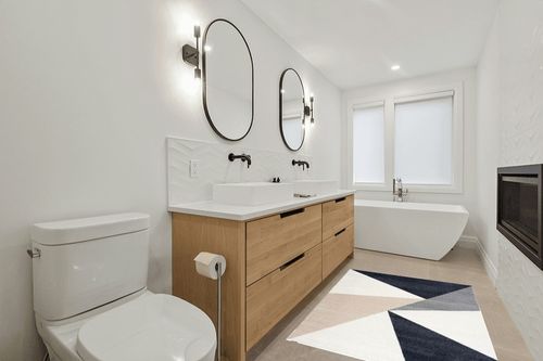 Abani Rugs Gray, Cream and Beige 4 ft. X 6ft. Contemporary Rug. Repeated Triangles in Tones of Cream and Gray Inspired by mid-Century Design. Minimalistic Design Turkish Stain Resistant Area Rug. in Scandinavian Neutral bathroom