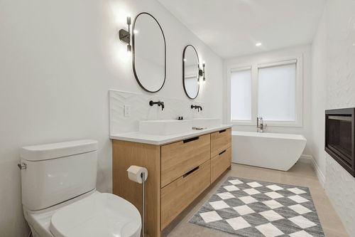 nuLOOM Gianna Contemporary Geometric Checker Tile Area Rug, 4x6, Grey in Scandinavian Neutral bathroom