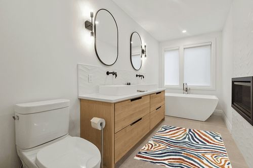 Abani Colorful Contemporary Zebra Print Area Rug Rugs - Multicolor Non-Shed 4' x 6' Animal Pattern Blue & Brown Indoor/Outdoor Rug in Scandinavian Neutral bathroom