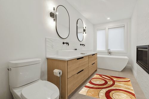 GLORY RUGS Area Rug Modern 4x6 Dark red Circles Geometry Soft Hand Carved Contemporary Floor Carpet Fluffy Texture for Indoor Living Dining Room and Bedroom Area in Scandinavian Neutral bathroom