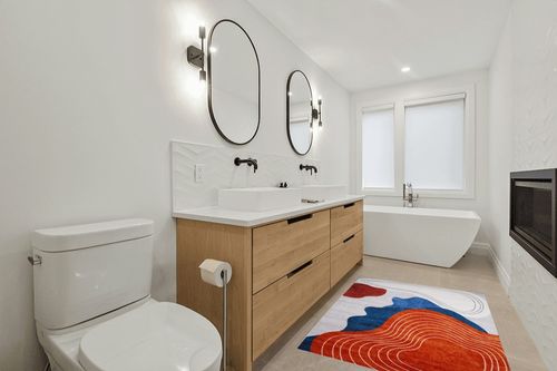 junhejiamei Modern Area Rugs for Living Room 4'x6',Machine Washable Stain Resistant Non Slip Backing Area Rugs,Soft Low-Pile Bedroom Dining Room Floor Carpet,Pink in Scandinavian Neutral bathroom