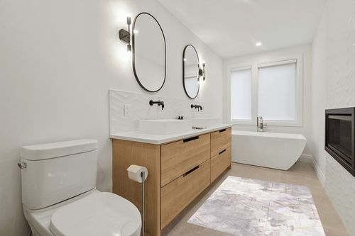 FINOREN Modern Minimalist Lines Area Rugs for Living Room,Bedroom,Kitchen,Entryway,Non Slip Backing,Non-Shedding,Soft Washable Rugs,Gray-White,4x6 Feet in Scandinavian Neutral bathroom