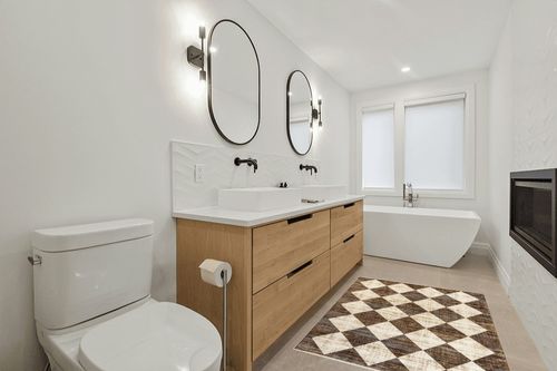 nuLOOM Meline Checkered Fringe Area Rug, 4x6, Beige in Scandinavian Neutral bathroom